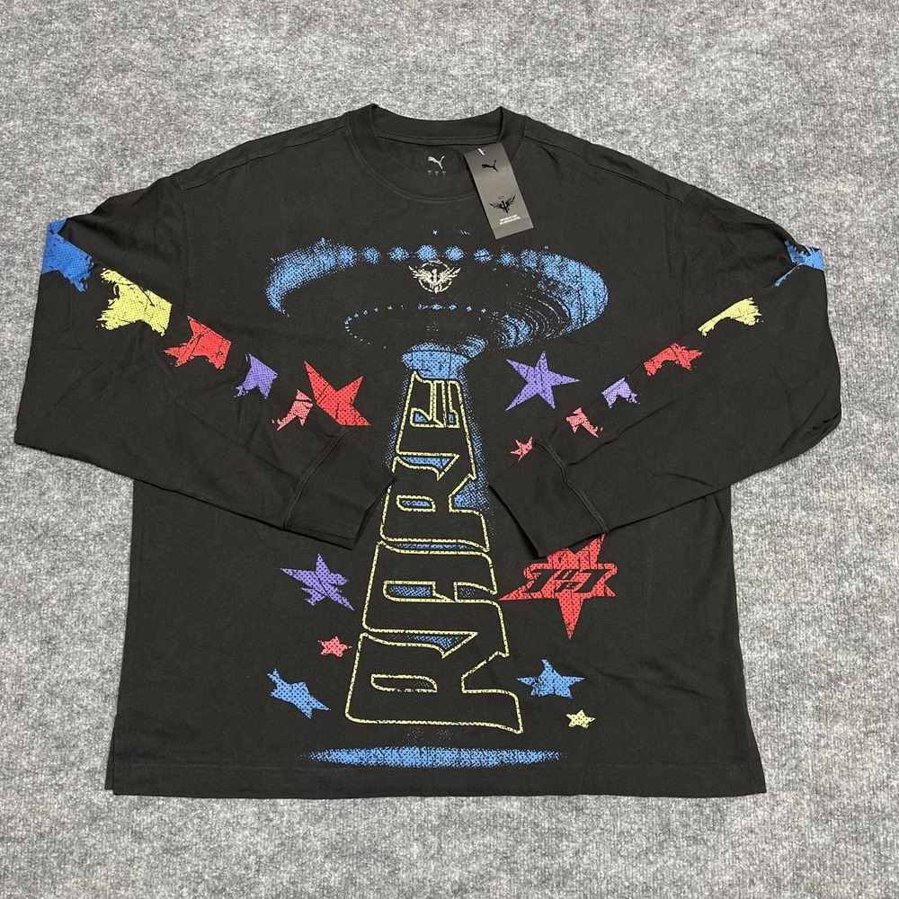 LaMelo Ball Shirt Mens Large Black Puma RARE UFO Star Vision Long Sleeve Tee NEW